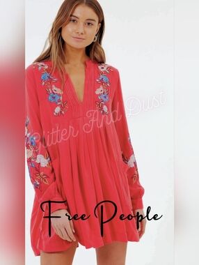 Free People Mia Embroidered Shift Dress